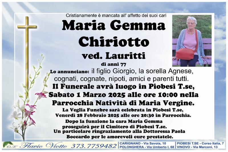 Chiriotto Maria Gemma Ved. Lauritti